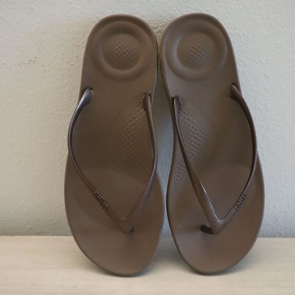 FitFlop E54-012-060 Women’s 8 Bronze Brown iQushion Ergonomic Flip-Flops Sandals - Picture 4 of 8